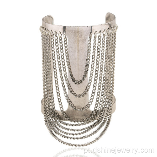 Corrente de Metal chapeado prata Tassel manguito personalizado pulseiras